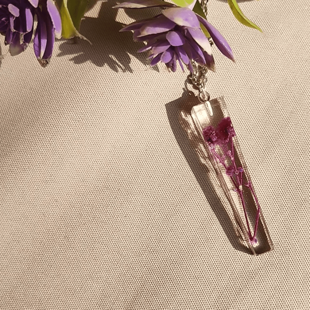 Purple Flower Crystal Pendant