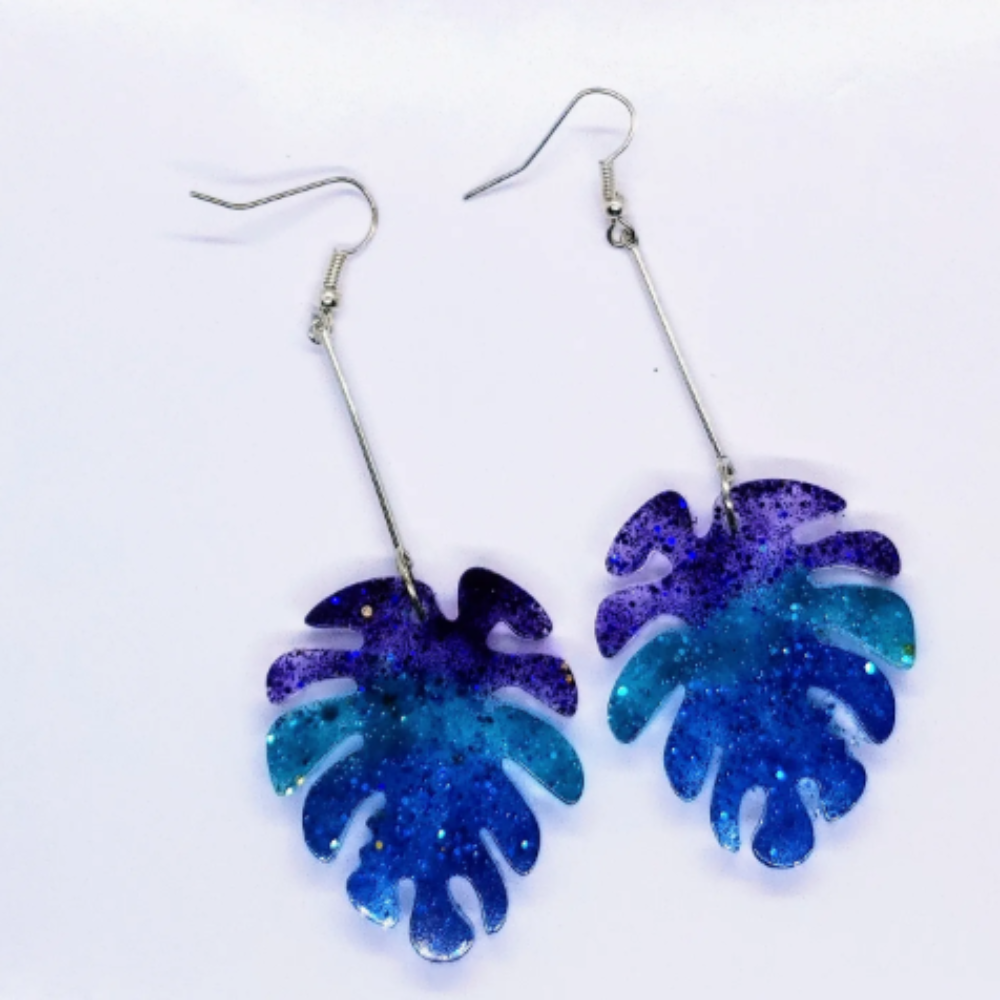 Ocean Themed Leaf Earrings