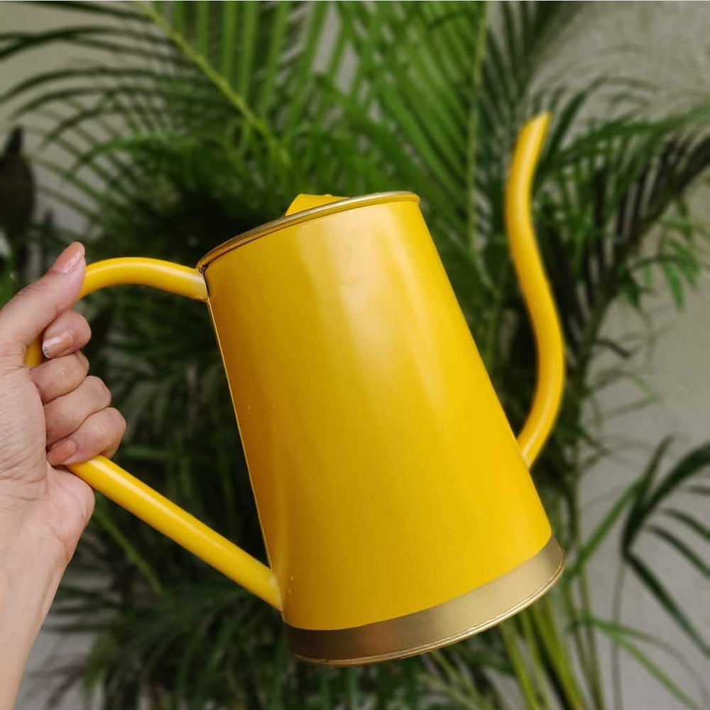 ecofynd Yellow 1.5 Litre Metal Watering Can
