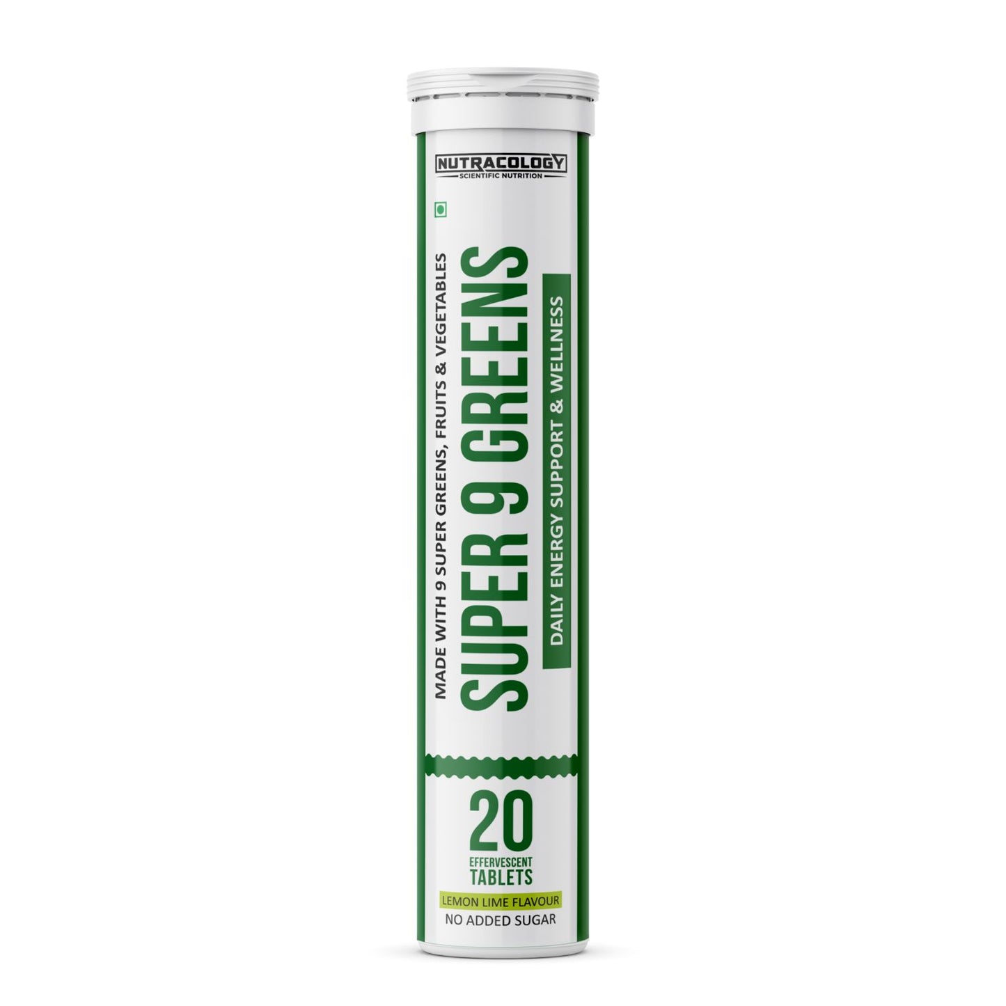 
                  
                    Nutracology Super 9 Greens Daily Wholefood Multivitamin for Immunity And Detox Plant Superfoods And Antioxidant - 20 Effervescent Tablet (Lemon Lime Flavour)
                  
                