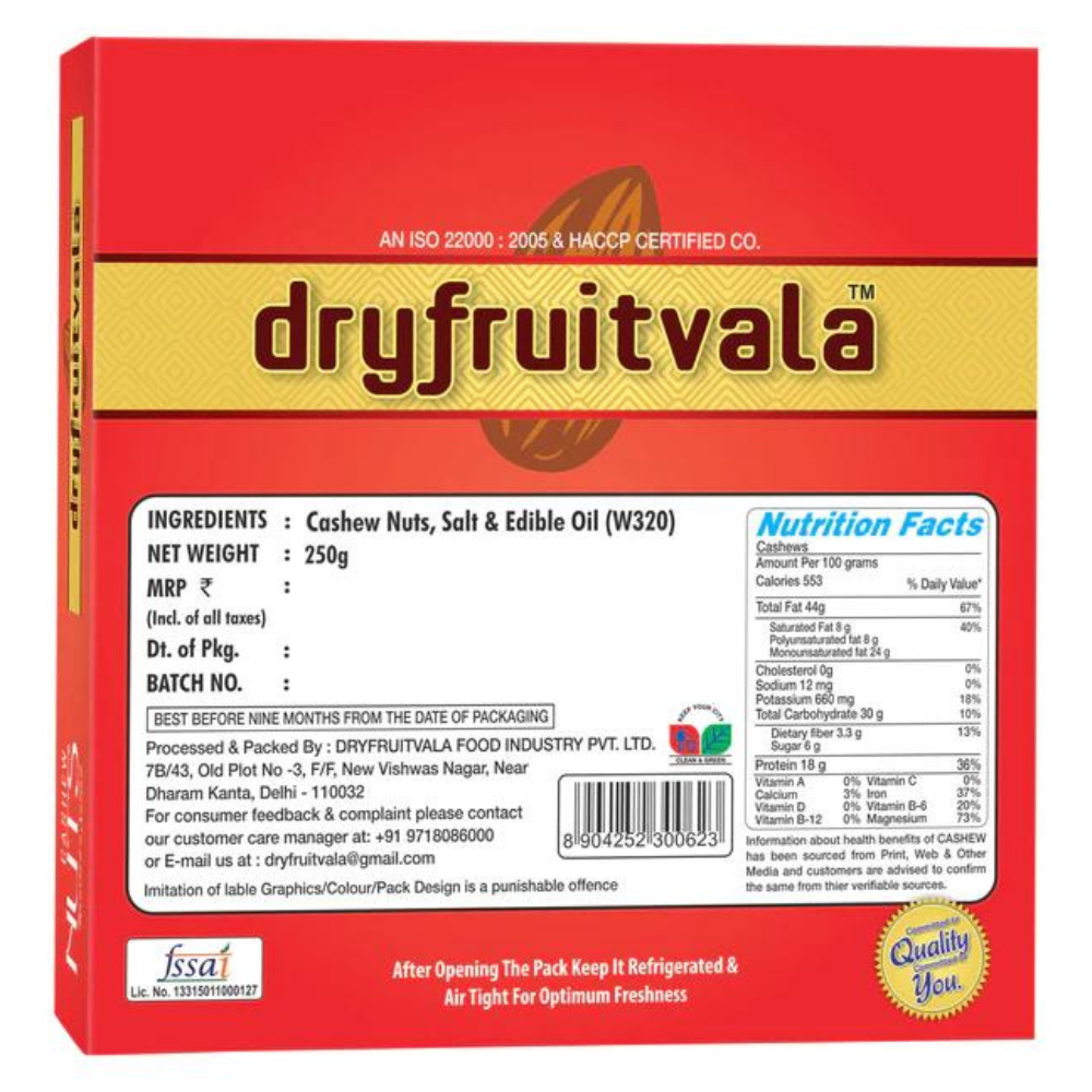 
                  
                    Dryfruitvala Cashew Nuts Roasted And Salted Vacuum Pack (250g)
                  
                