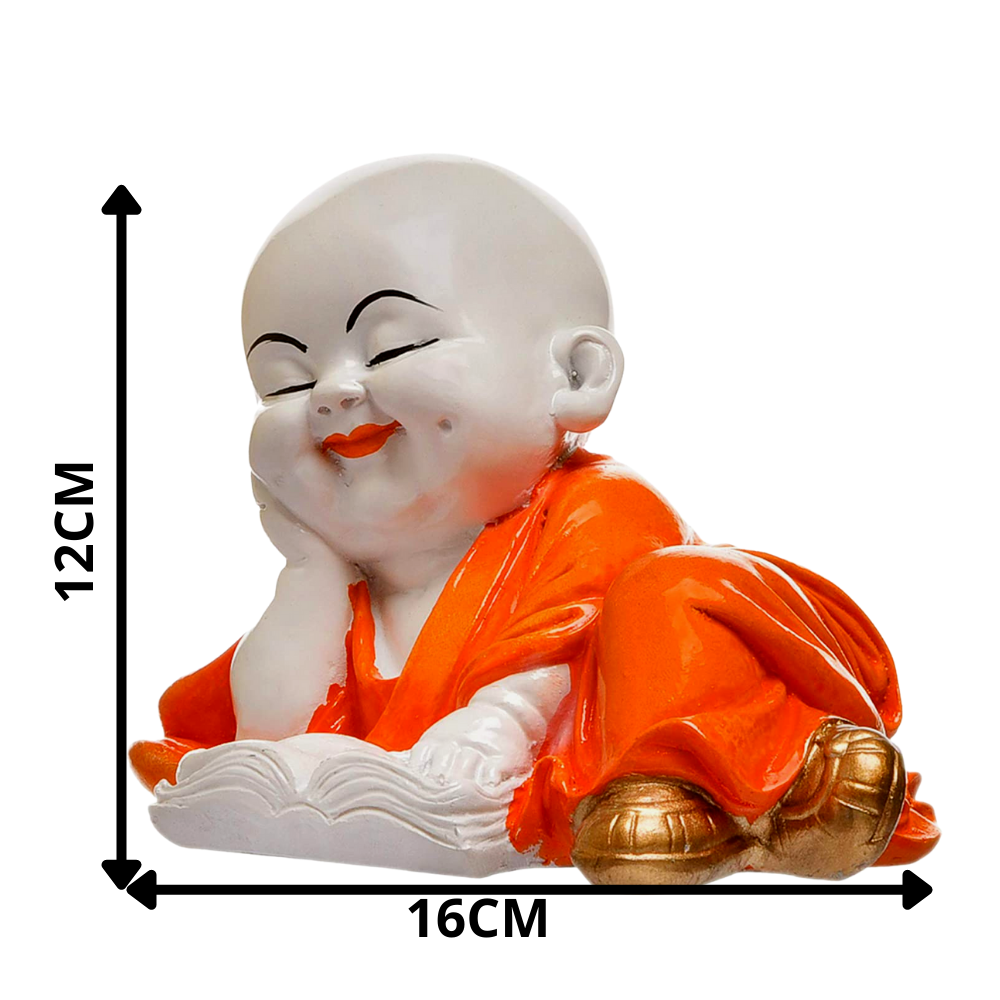 
                  
                    Once & Again Polyresin Cute Baby Book Monk Laughing Buddha Showpiece
                  
                