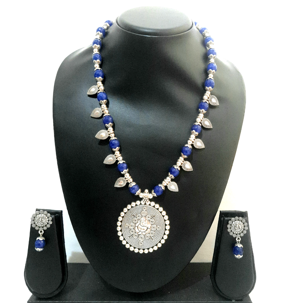Ganesha Silver Pendant and Bead Set