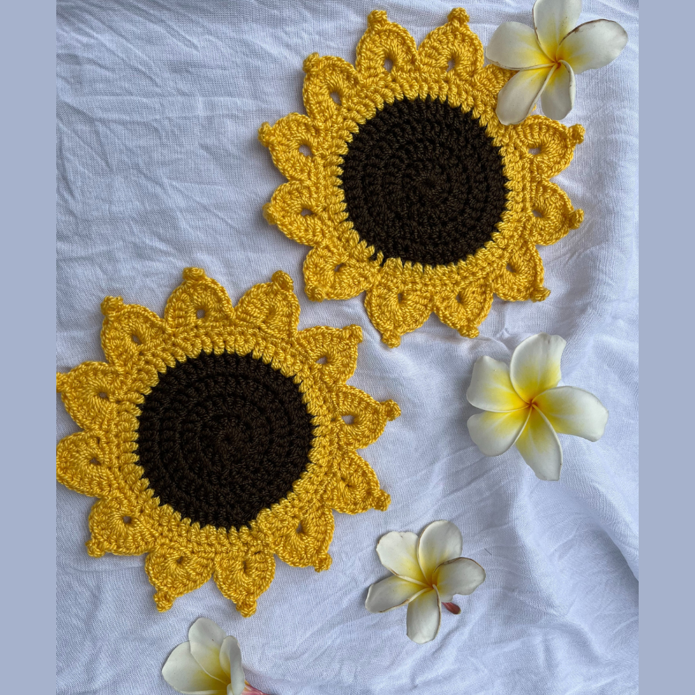 Crochet Sunflower Coasters (Set of 6)