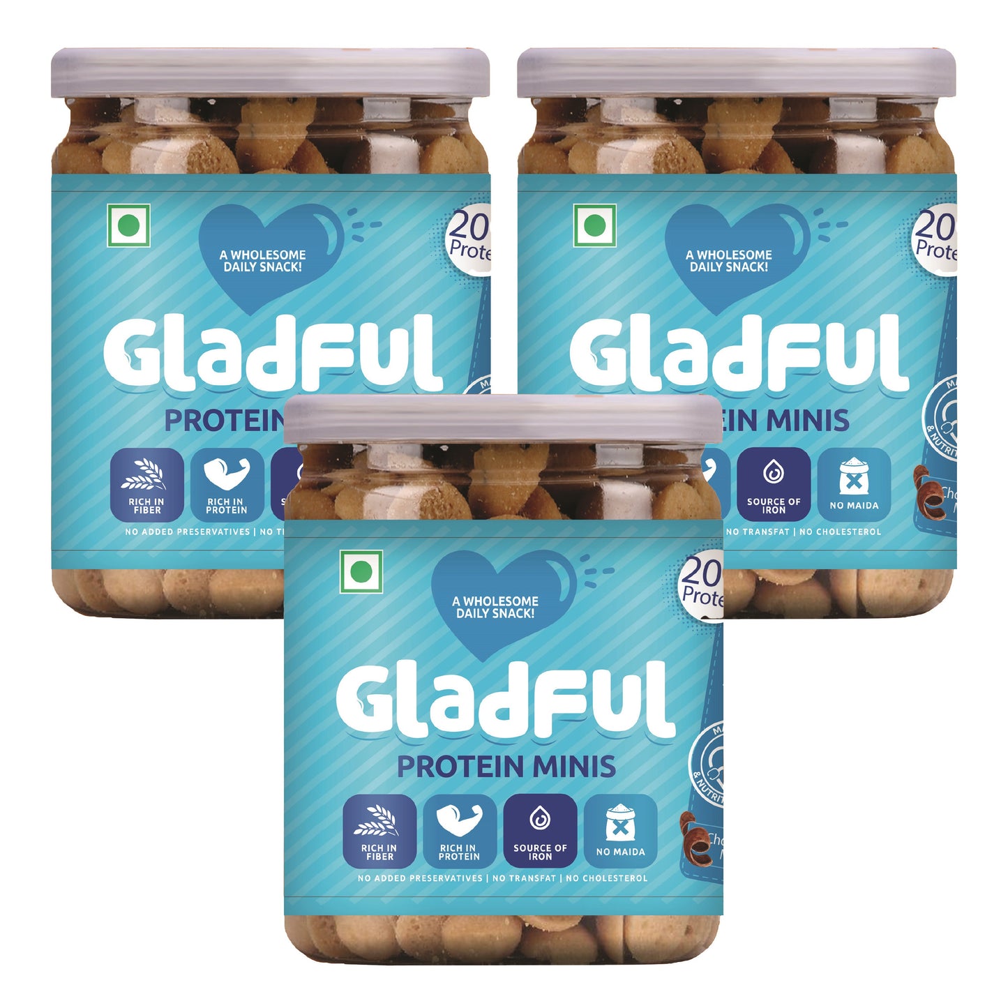 
                  
                    Gladful Chocolatey Protein Mini Cookies (150g, Pack of 3)
                  
                