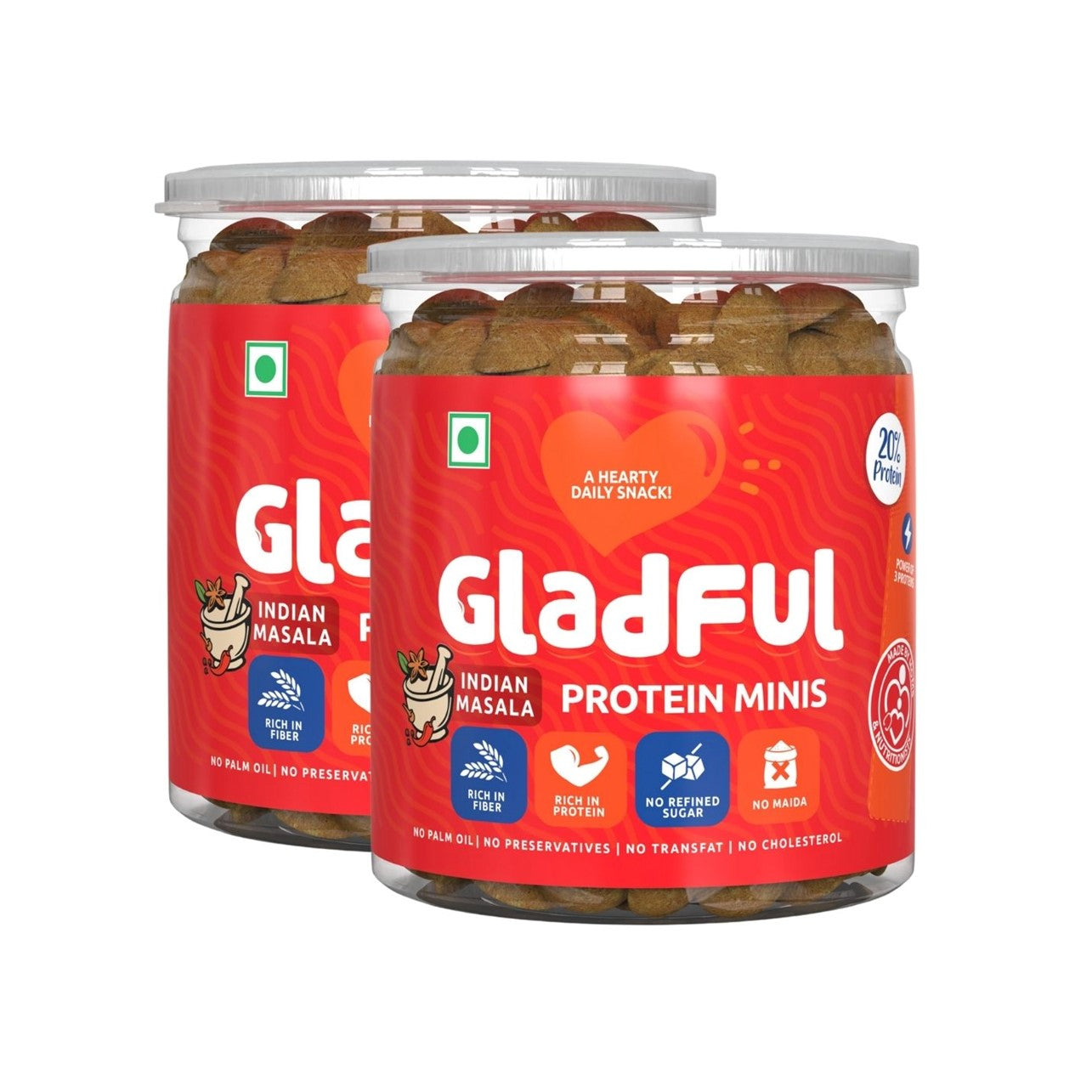 
                  
                    Gladful Indian Masala Protein Mini Cookies (150g, Pack of 2)
                  
                