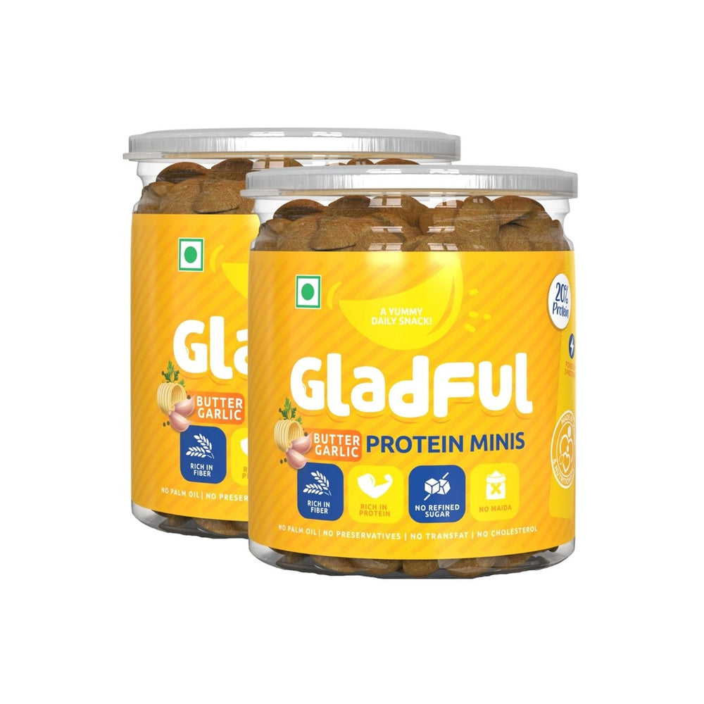 Gladful Butter Garlic Protein Mini Cookies (150g, Pack of 2)