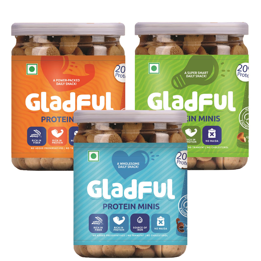 Gladful Protein Mini Cookies (150g, Pack of 3)