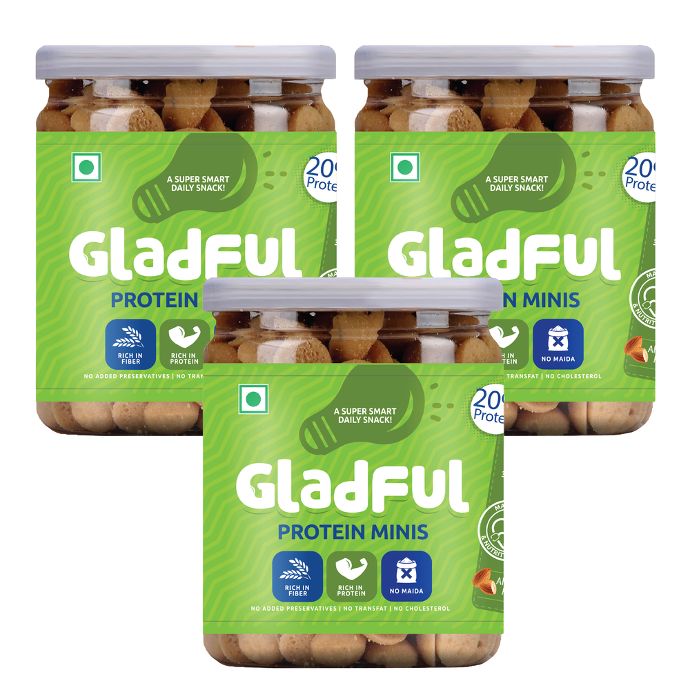 Gladful Almondy Protein Mini Cookies (150g, Pack of 3)