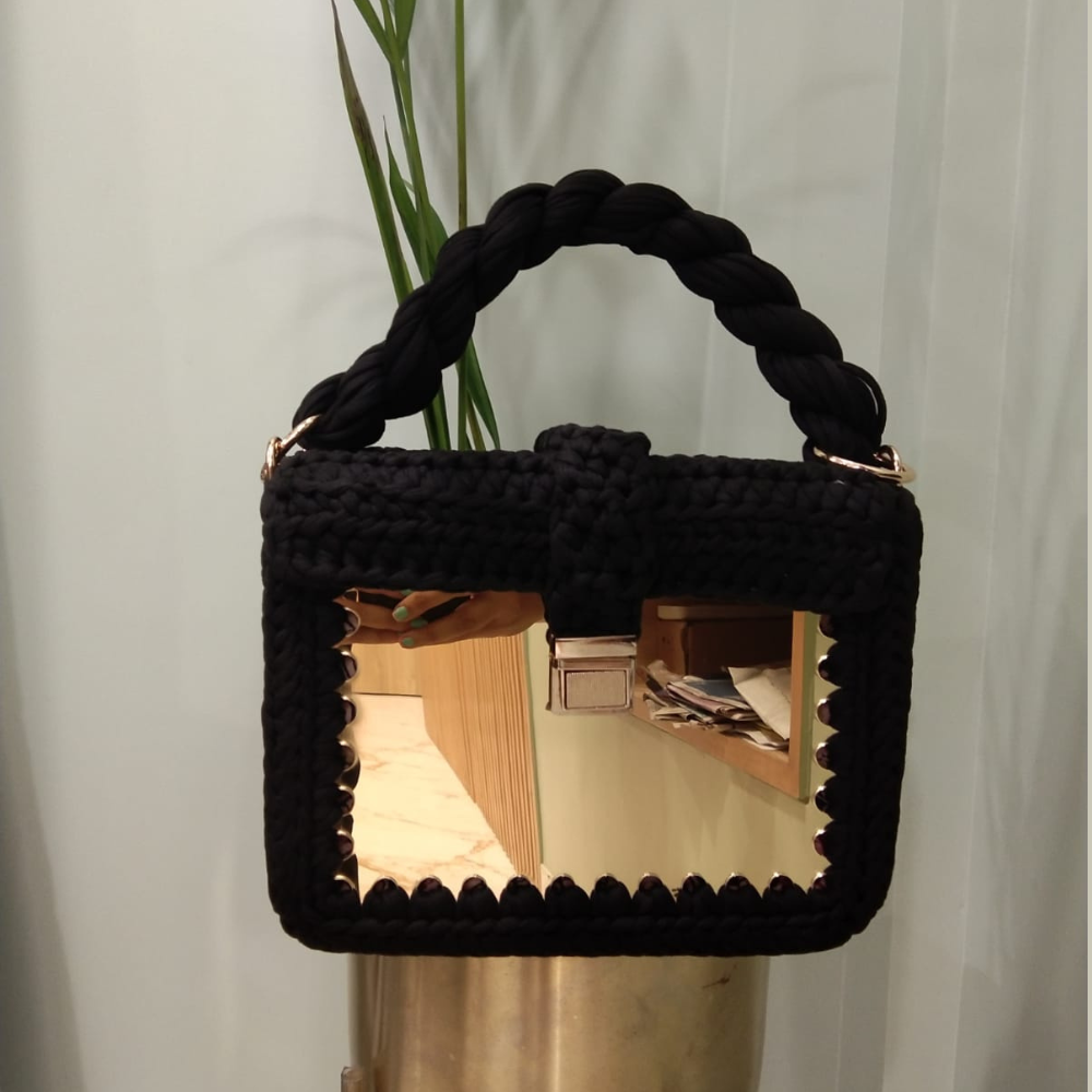 
                  
                    Black Gold Mirror Crochet Bag
                  
                