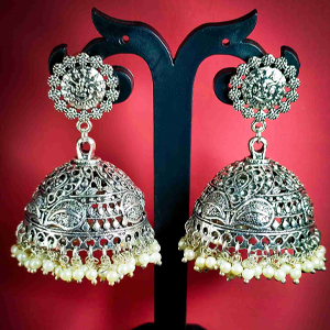 Oxidised Silver Jhumkas