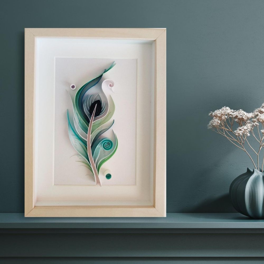 Paper Quilling Peacock Feather Art Frame