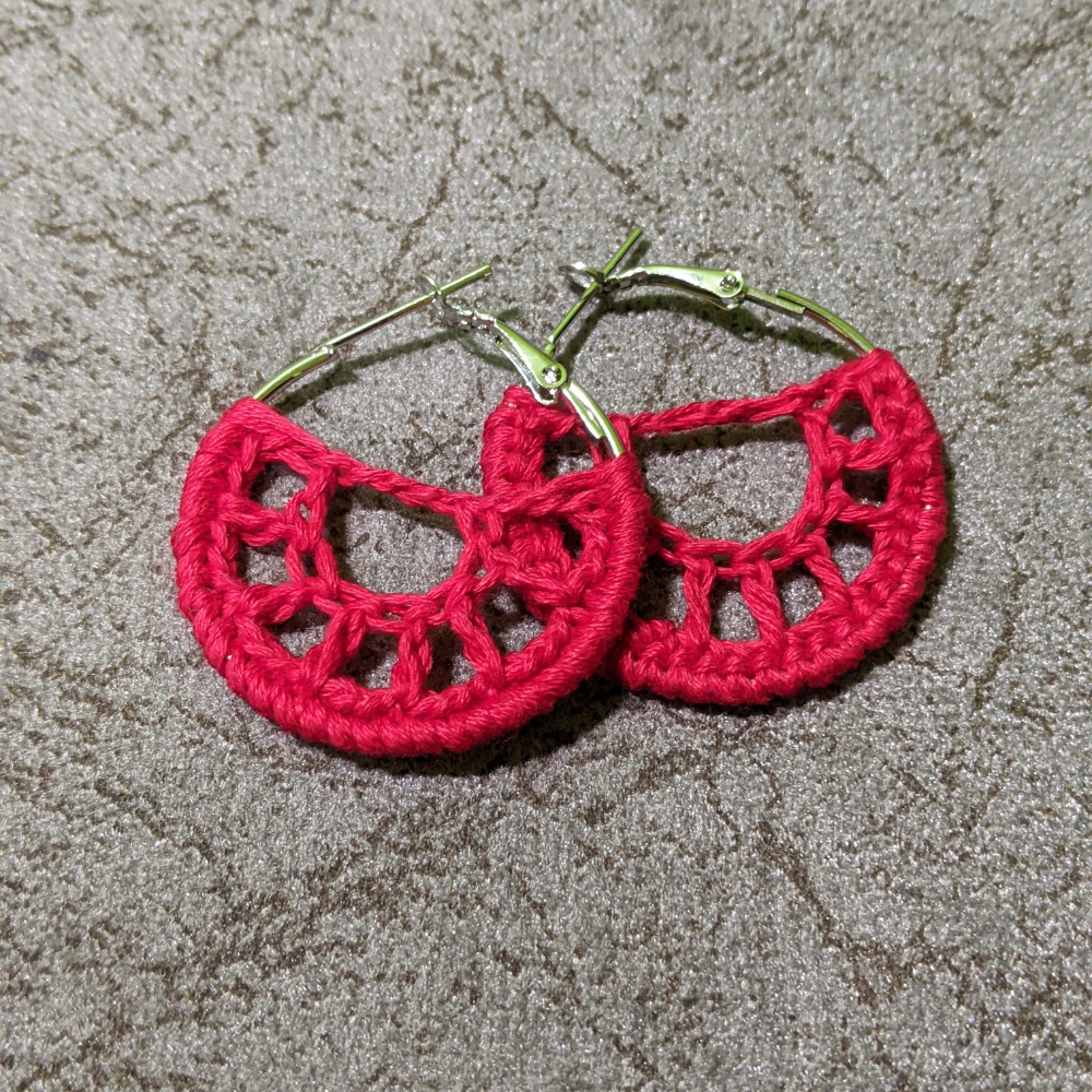 
                  
                    Honey Beehive Red Crochet Small Hoop Earring
                  
                