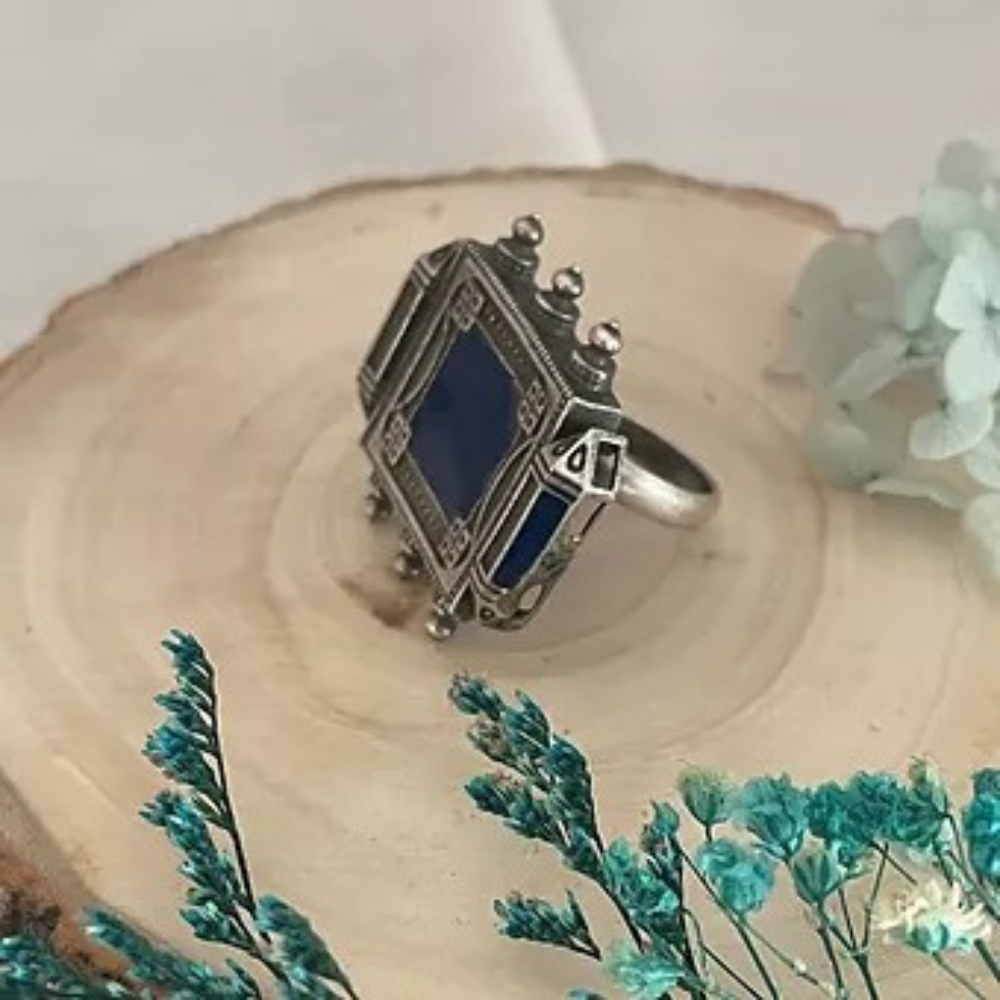 
                  
                    Jharokha - Blue Enamelled Ring
                  
                