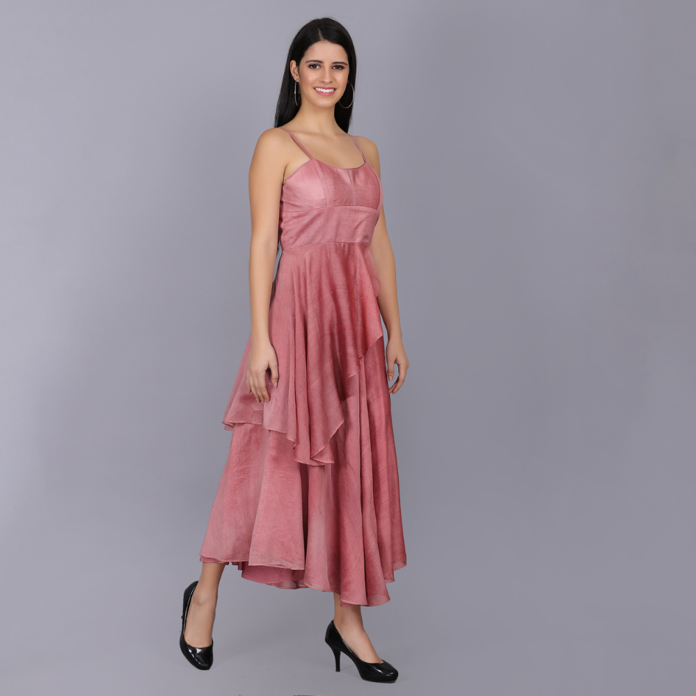 
                  
                    Chanderi Silk Draped Dress in Natural Colours
                  
                