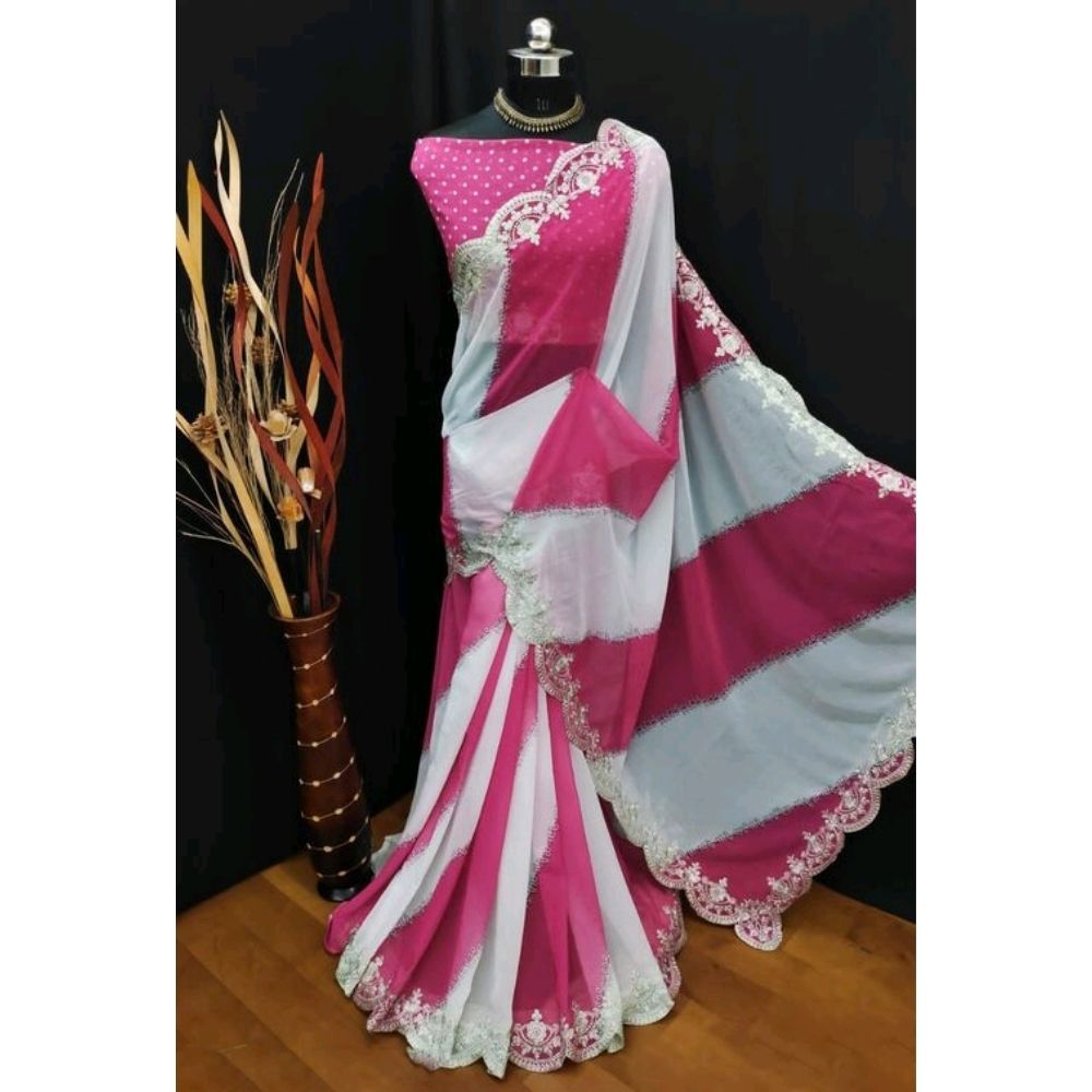 
                  
                    Embroidered Georgette Saree with Blouse
                  
                
