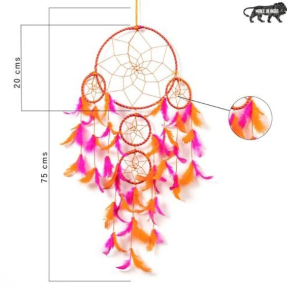 
                  
                    Pink Orange Feathers Handmade Dream Catcher
                  
                