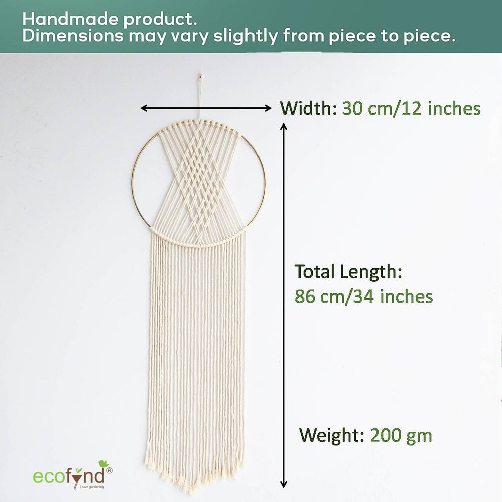 
                  
                    ecofynd Cross Pattern Macrame Dream Catcher with Golden Ring
                  
                
