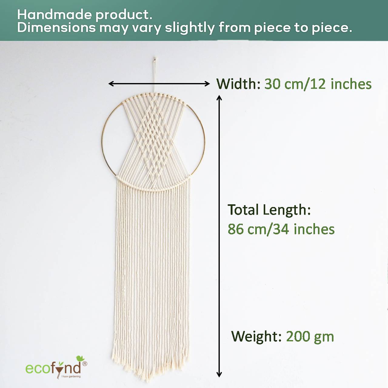 
                  
                    ecofynd Cross Pattern Macrame Dream Catcher with Golden Ring
                  
                