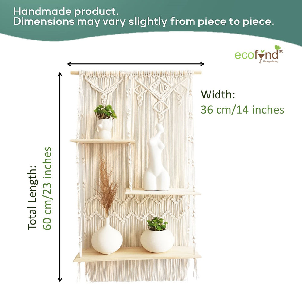 
                  
                    ecofynd Macrame Nordic Style Wall Hanging Wooden Shelf
                  
                