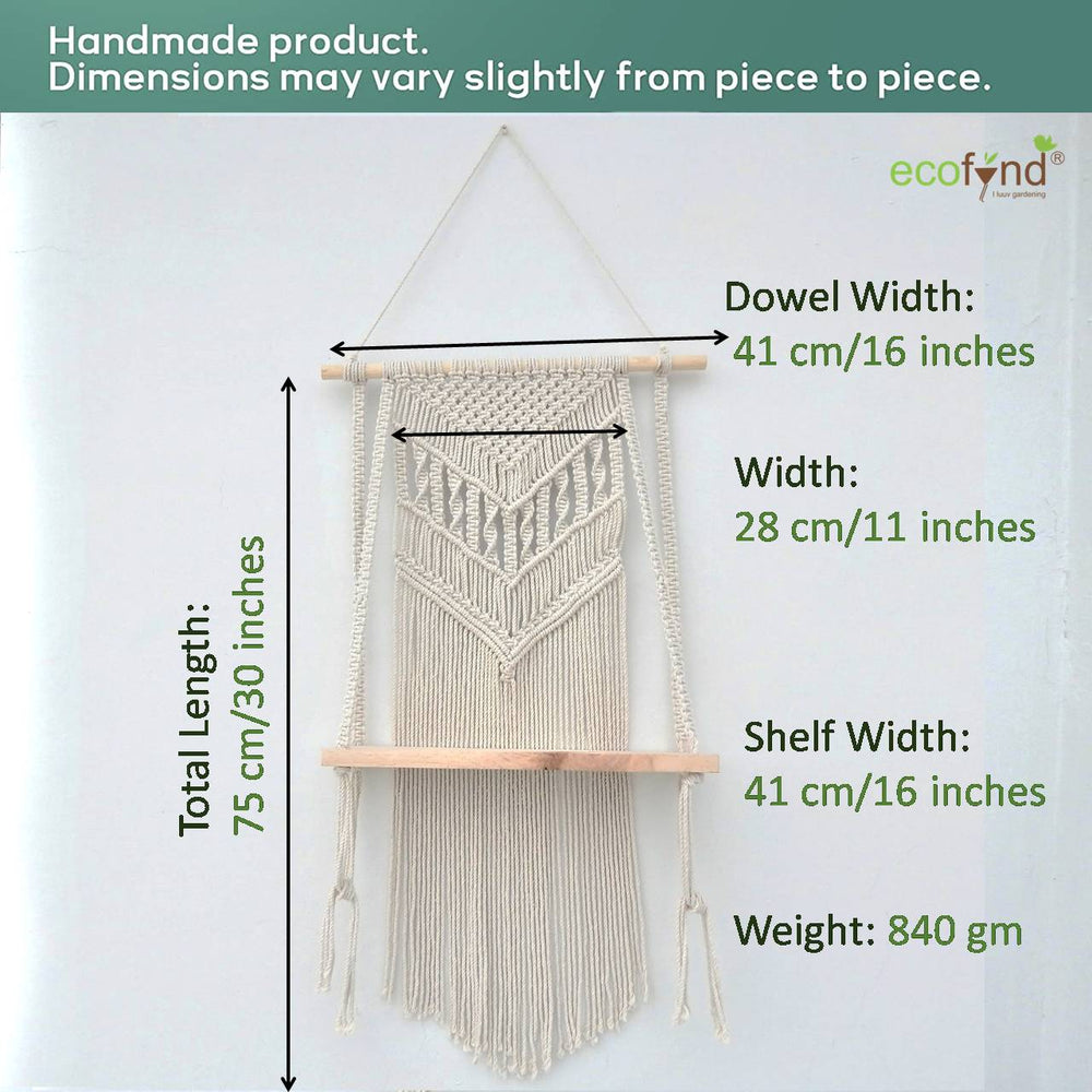 
                  
                    ecofynd Macrame Nordic Style Wall Hanging Wooden Shelf
                  
                