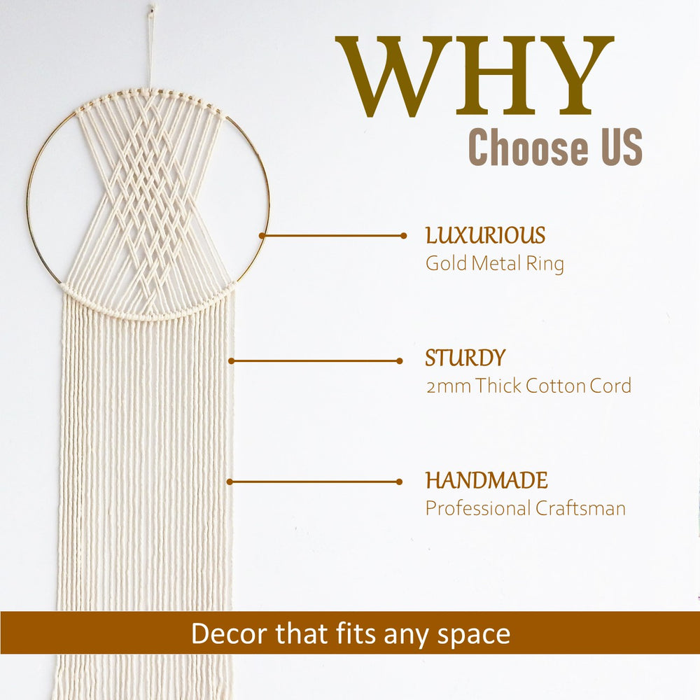 
                  
                    ecofynd Cross Pattern Macrame Dream Catcher with Golden Ring
                  
                