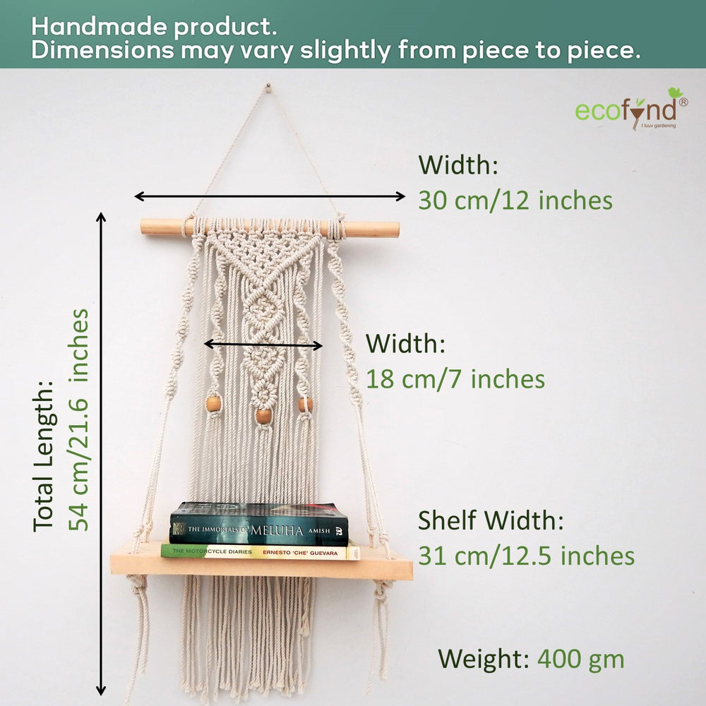 
                  
                    ecofynd Macrame Nordic Style Wall Hanging Wooden Shelf
                  
                