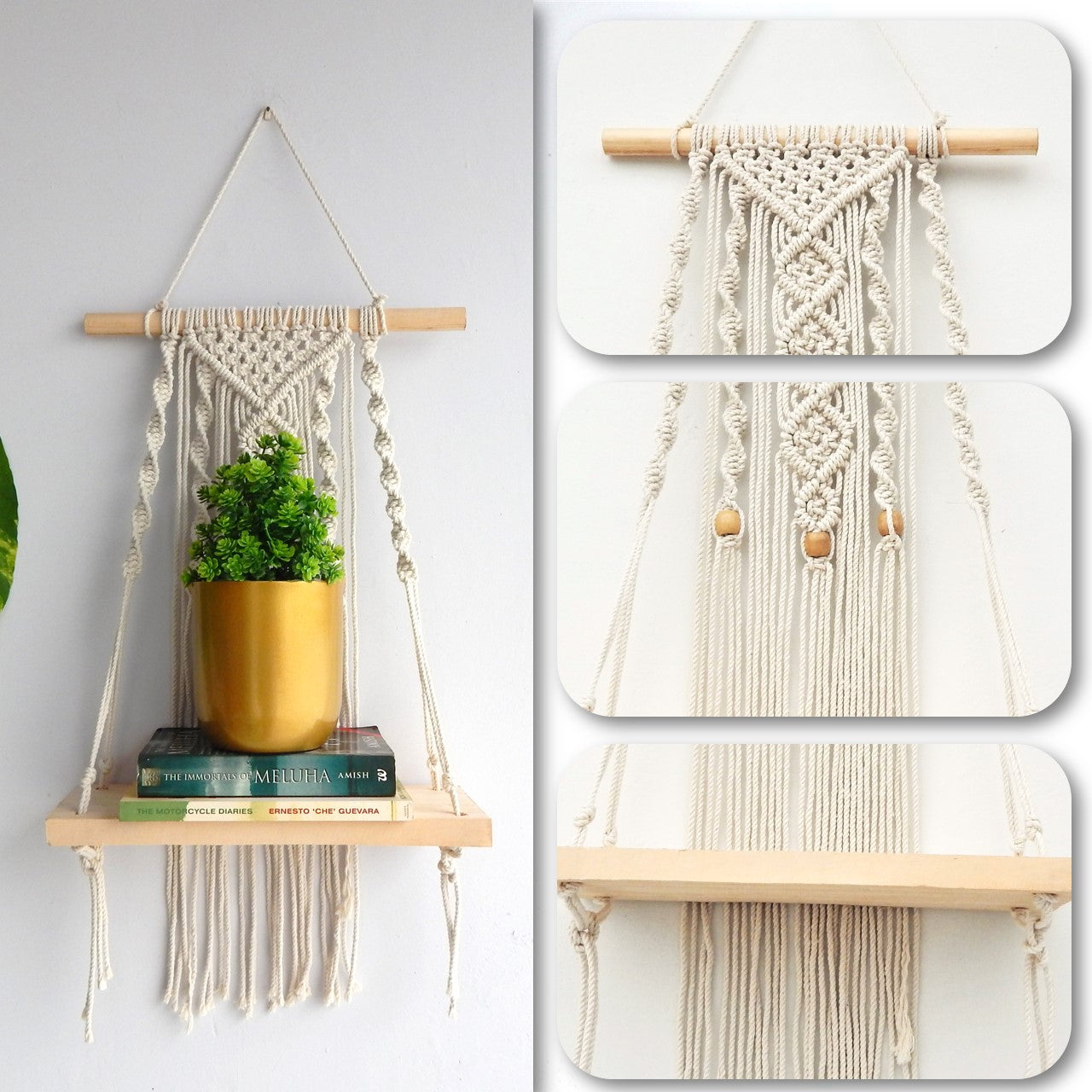 
                  
                    ecofynd Macrame Nordic Style Wall Hanging Wooden Shelf
                  
                