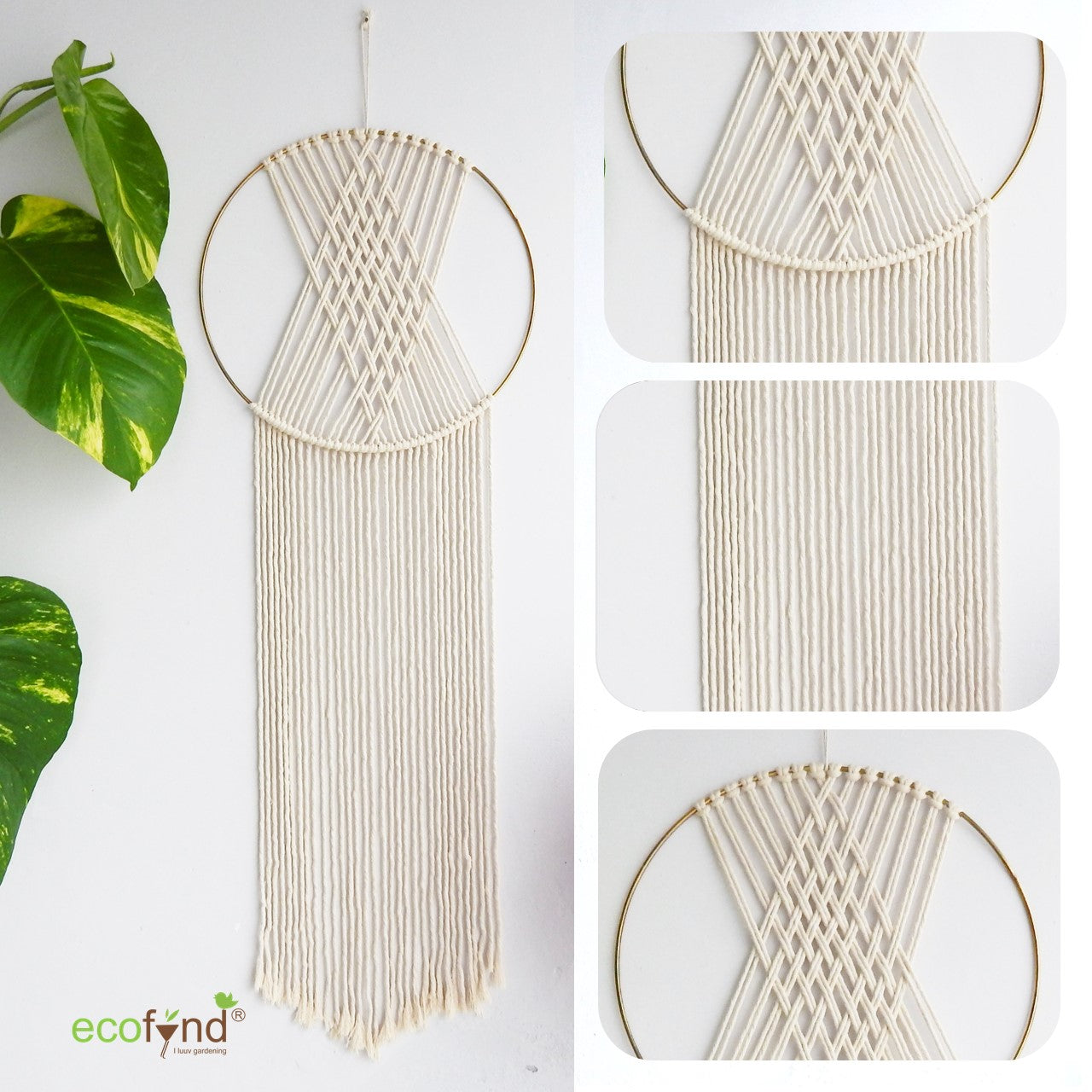 
                  
                    ecofynd Cross Pattern Macrame Dream Catcher with Golden Ring
                  
                