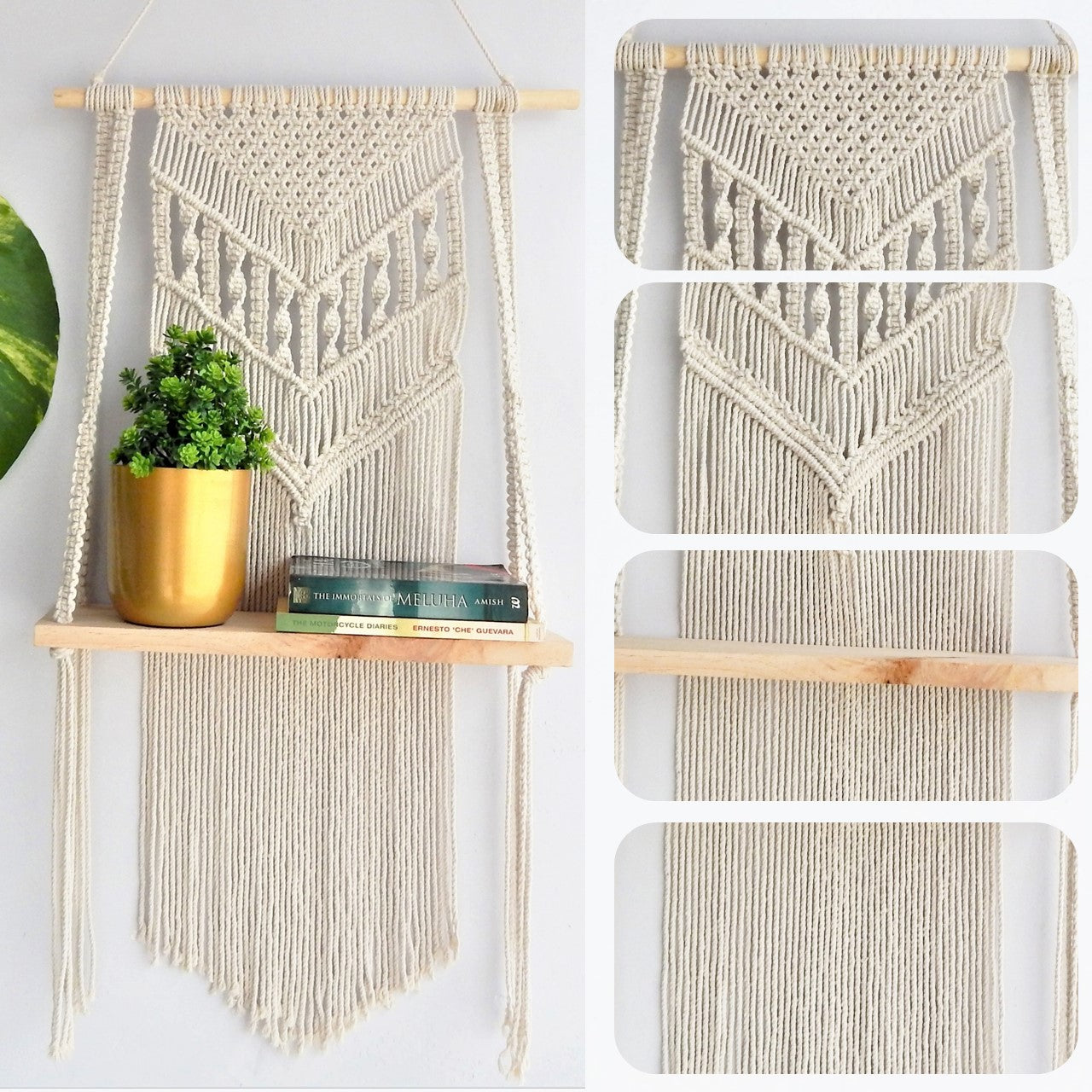 
                  
                    ecofynd Macrame Nordic Style Wall Hanging Wooden Shelf
                  
                