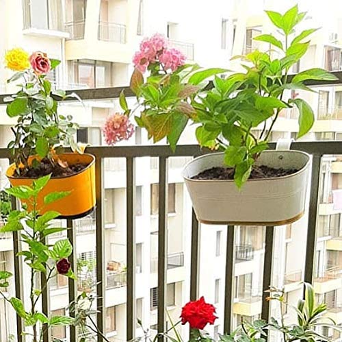ecofynd Pink Oval Balcony Railing Planter with Detachable Handle (Set of 3)