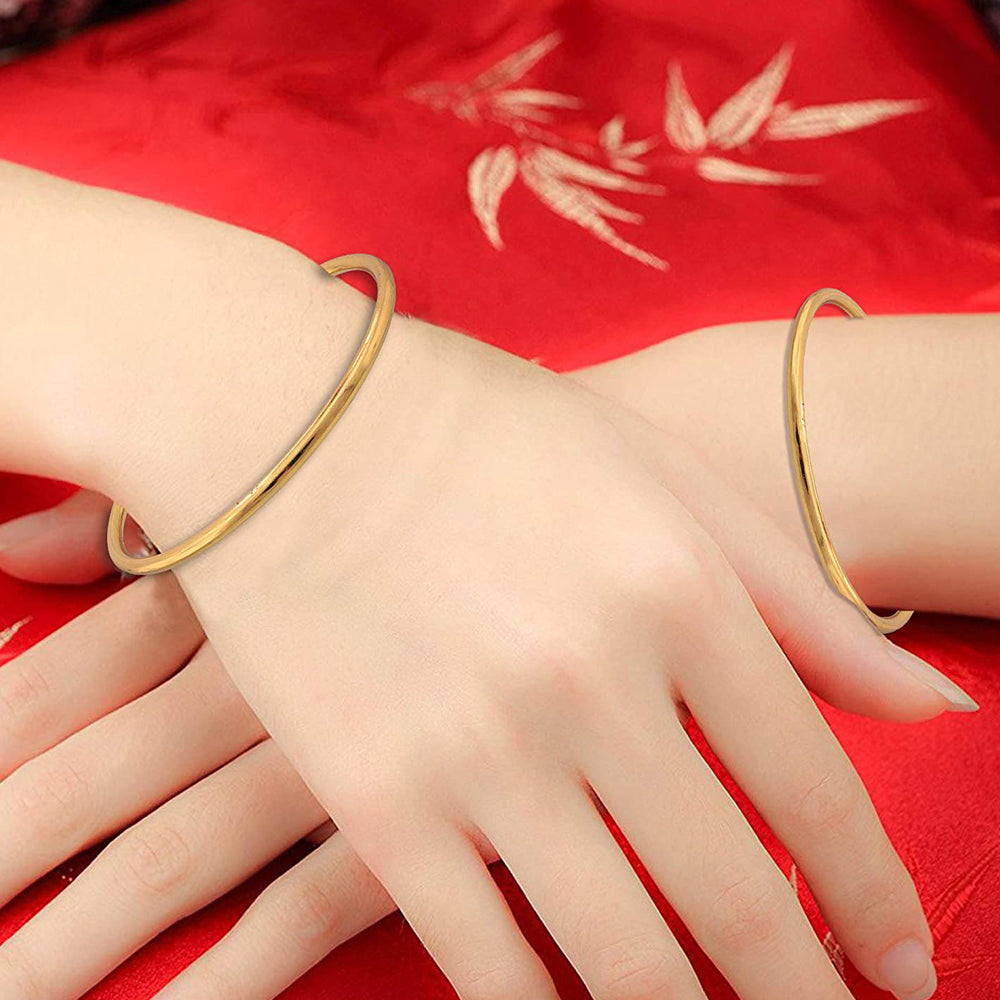 
                  
                    Plain Model Gold Color Bracelet Bangles (Set of 2)
                  
                