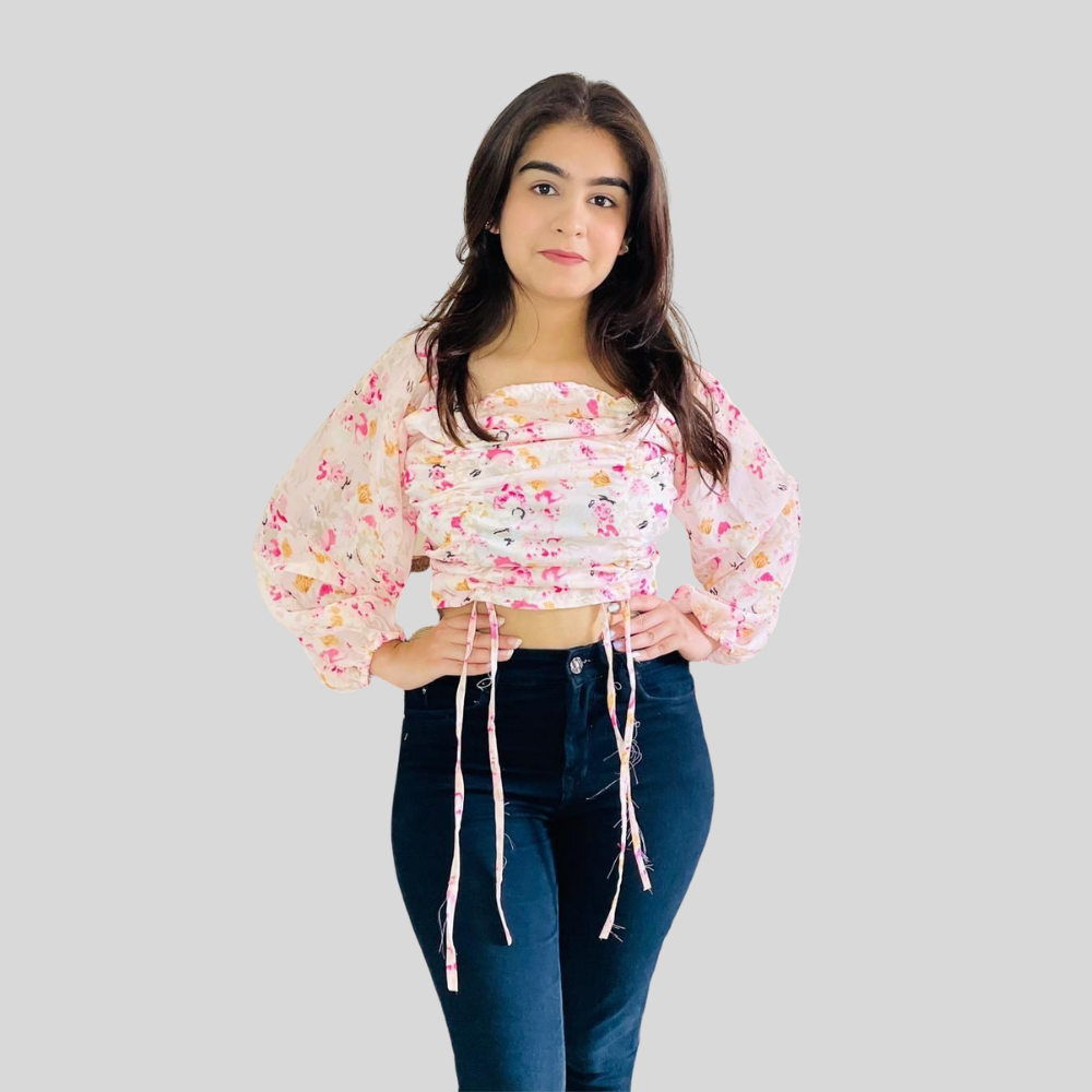 Knoted Floral Crop Top