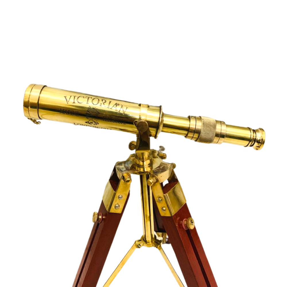 
                  
                    Vintage Brass Telescope on Tripod Stand
                  
                