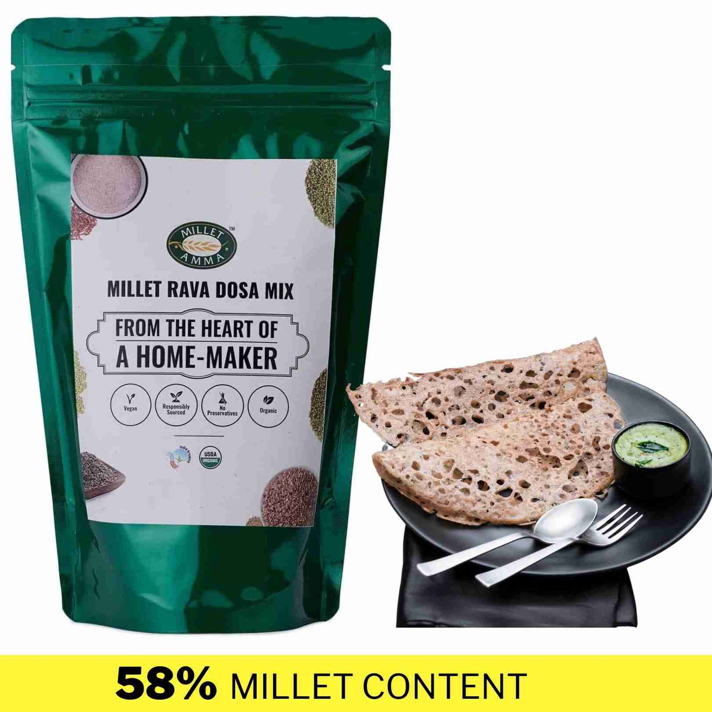 
                  
                    Millet Amma Millet Rava Dosa Mix Organic (250g)
                  
                
