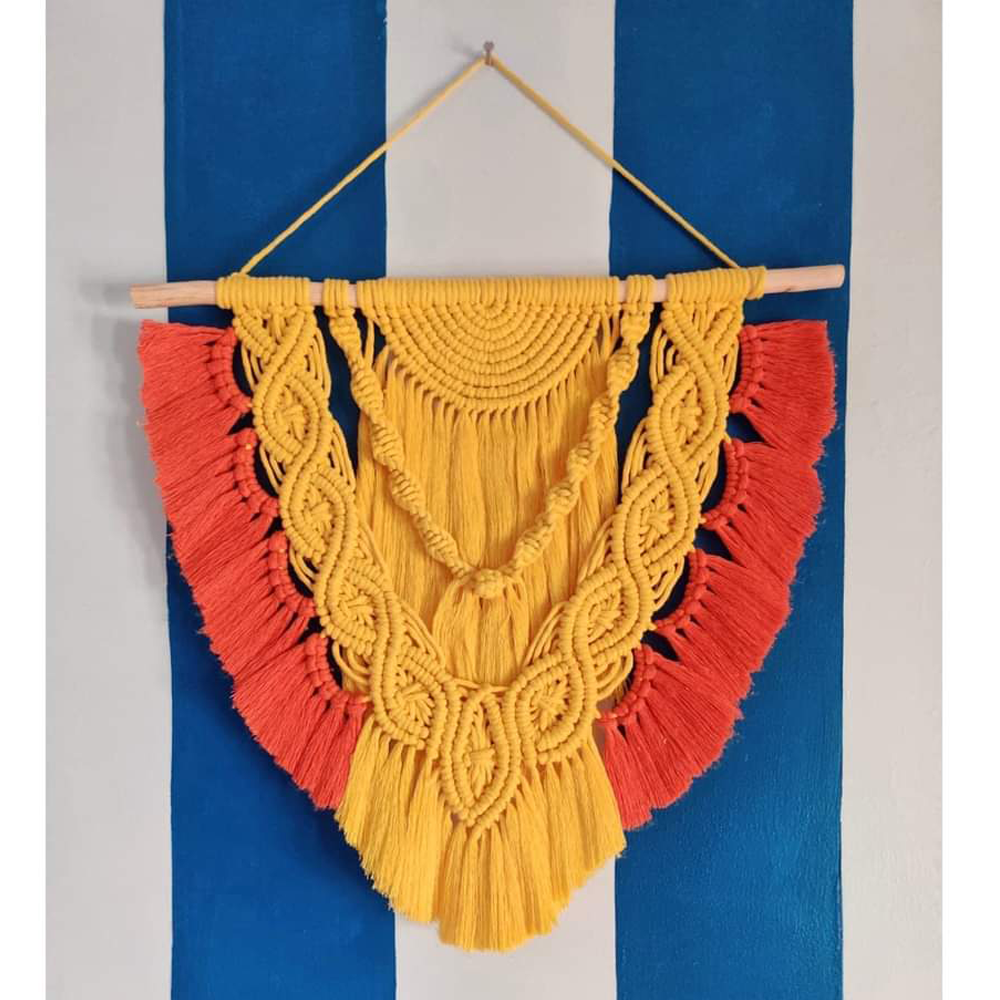 Macrame Wall Decor in Yellow and Orange