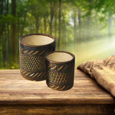 Maatikosh Handcrafted Designer Brown Art Ceramic Planters Pot