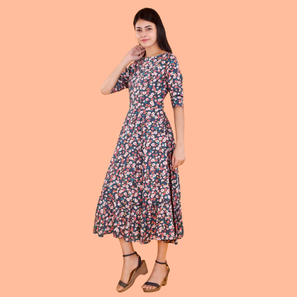 
                  
                    Floral Long Dress With Side Zipper
                  
                