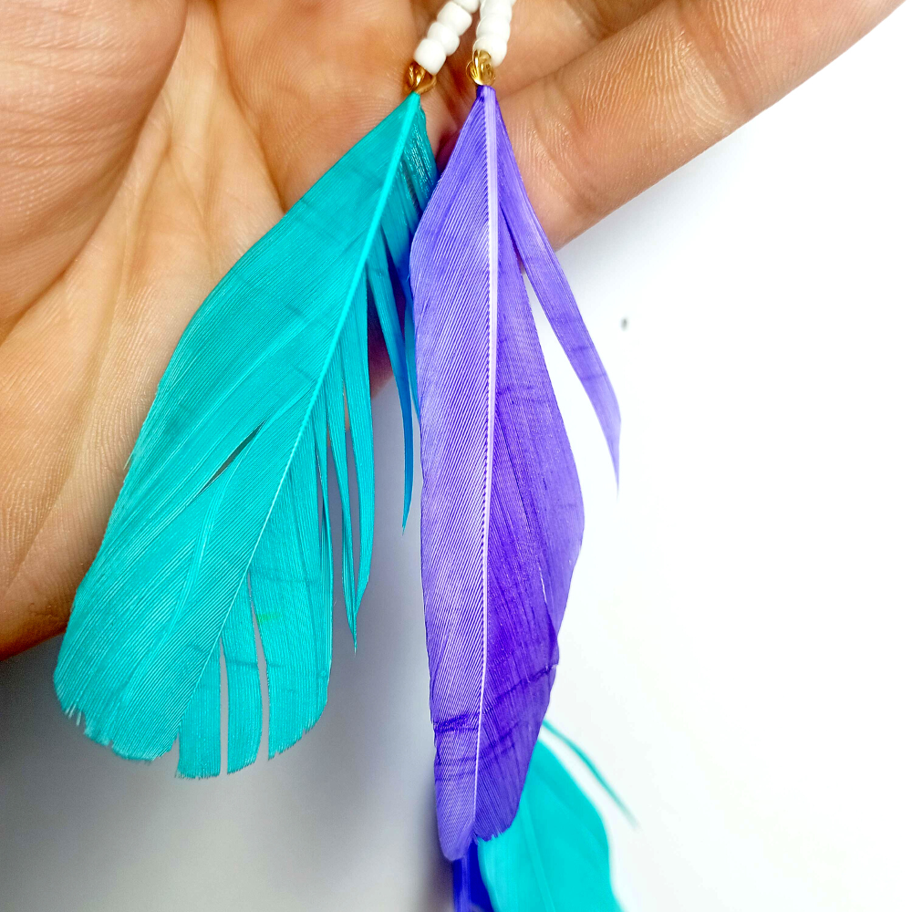 Blue Feather Drop Earring for Girls  FashionCrabcom