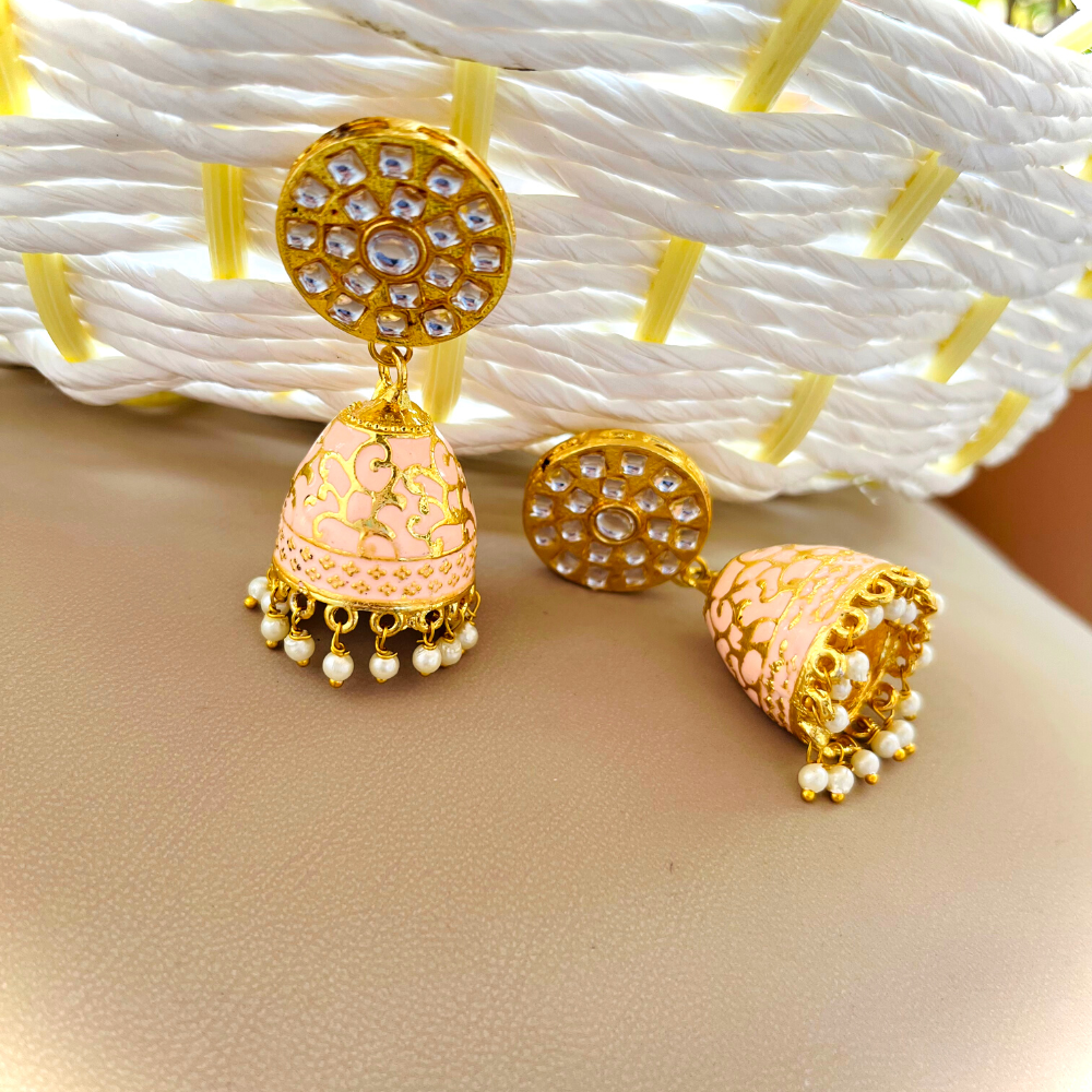 Brass Fancy Handmade Handcrafted Meenakari Jhumkas Jhumkis Earrings at Rs  400/pair in New Delhi