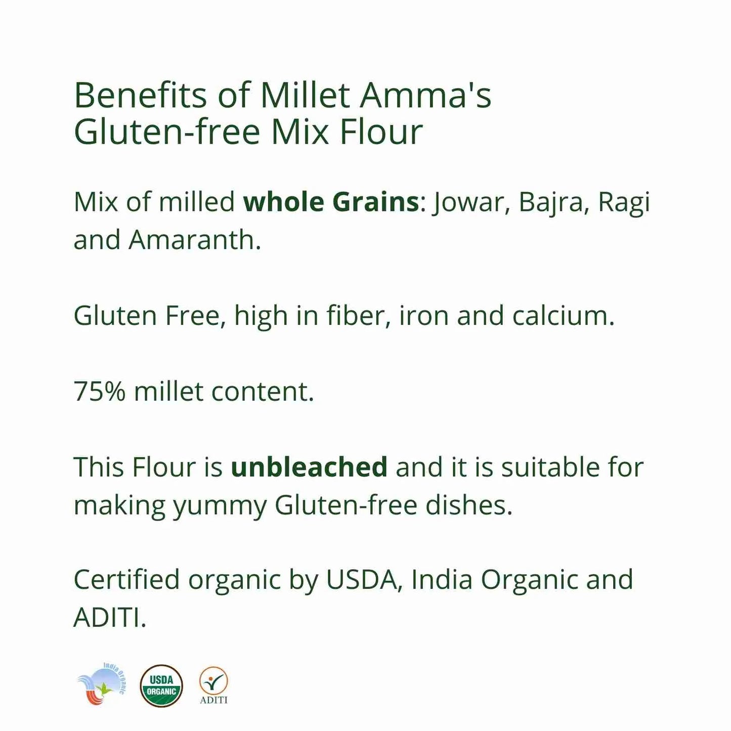 
                  
                    Millet Amma Mix Flour (Jowar, Bajra, Ragi, Amaranth) - 1kg
                  
                