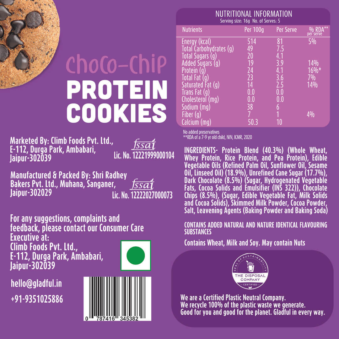 
                  
                    Gladful Choco Chip Protein Cookies
                  
                