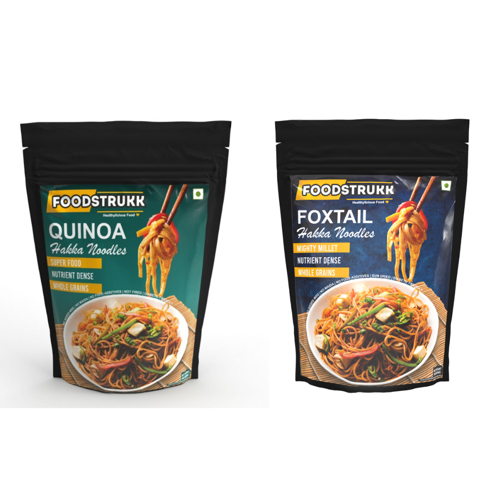 Foodstrukk Millet Noodles - Healthy Hakka Foxtail Millet & Quinoa Millet Noodles (Pack of 2) - 175g