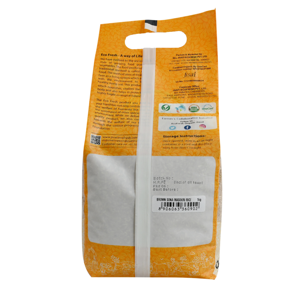 
                  
                    Ecofresh Organic Sona Masoori Brown Rice (1kg)
                  
                
