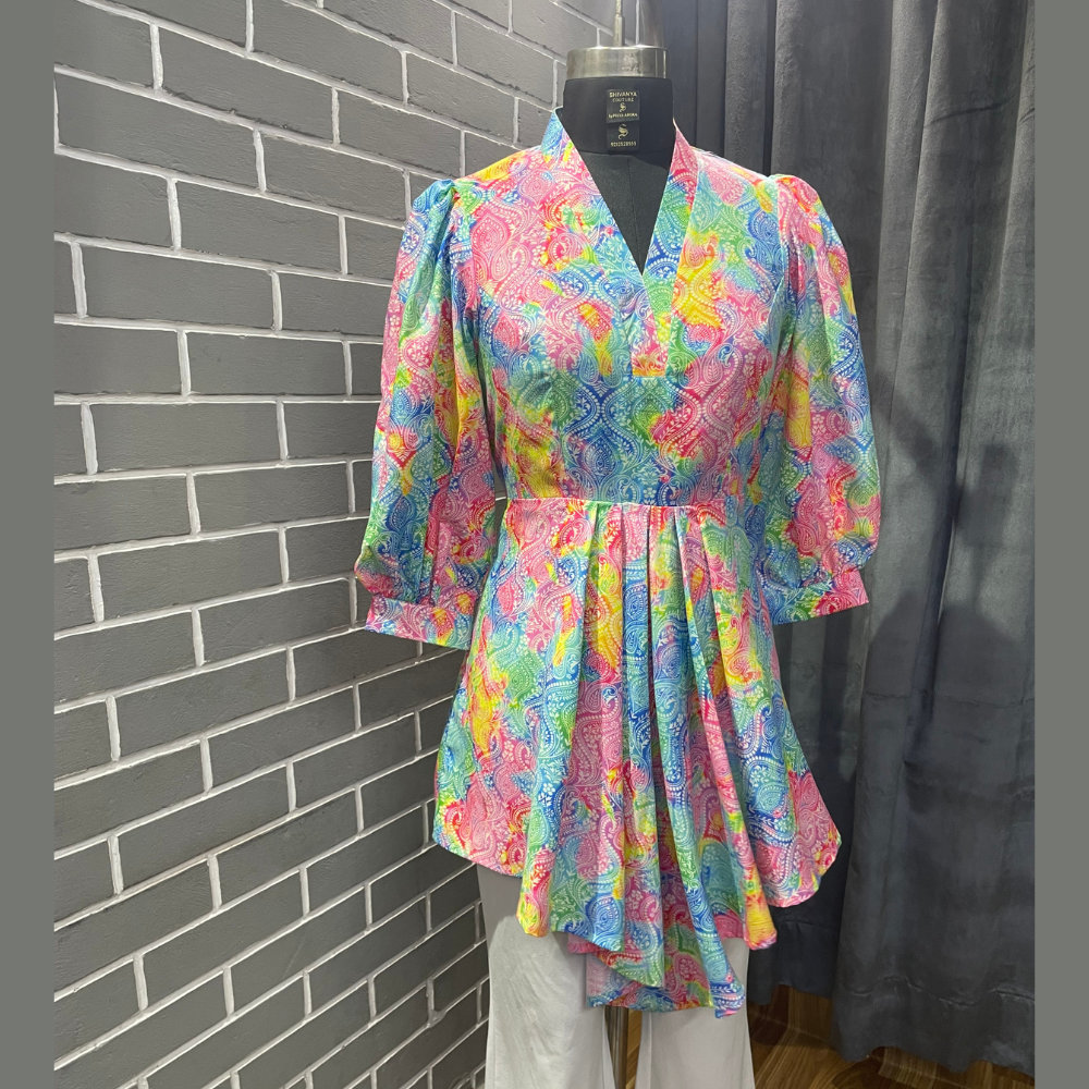 
                  
                    Multicoloured Cotton Pleated Dress
                  
                