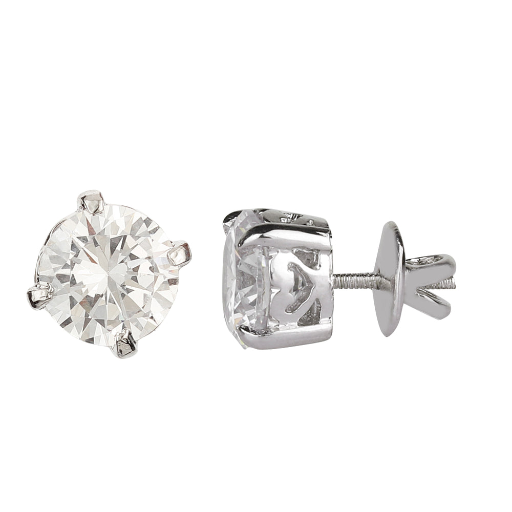 
                  
                    Bandish American Diamond Women's Solitaire Platinum Silver Stud Earrings
                  
                