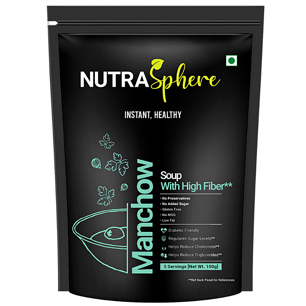 
                  
                    NutraSphere Combo of Hot Tomato and Manchow Instant High Fiber Soup Mix Powder (5 Servings each - 100g Each)
                  
                