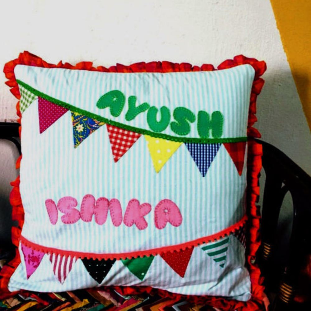 Customizable Name Bunting Applique Cushions