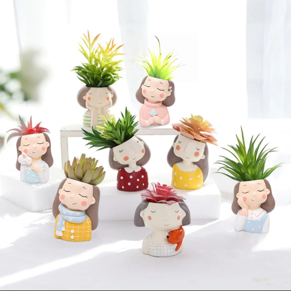 Cute Girls Planters & Pots (Set of 8)