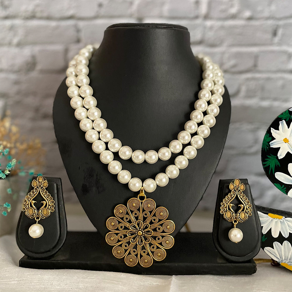 Pearl O’ Hara - Off-White Pearls Necklace Set